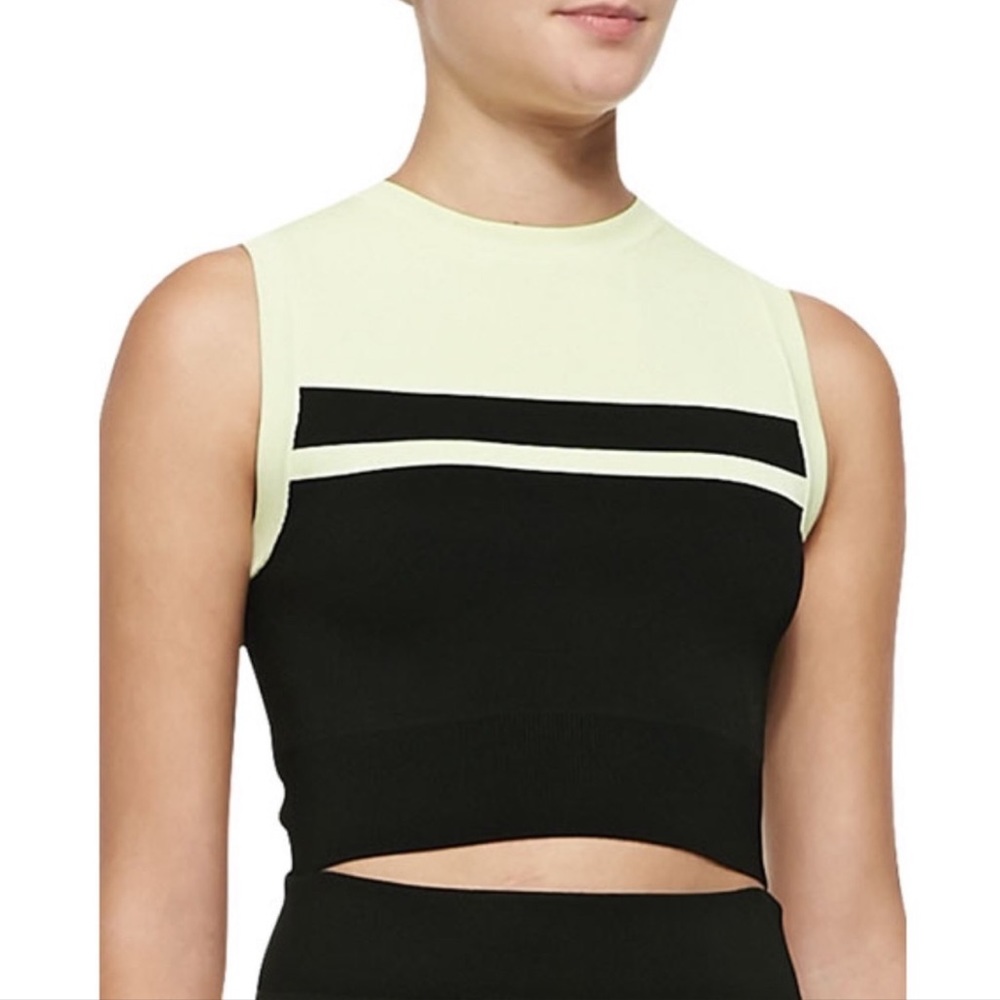 A.L.C Women's ‘Cory’ Shell-Yellow Striped Cropped Knit Top Medium